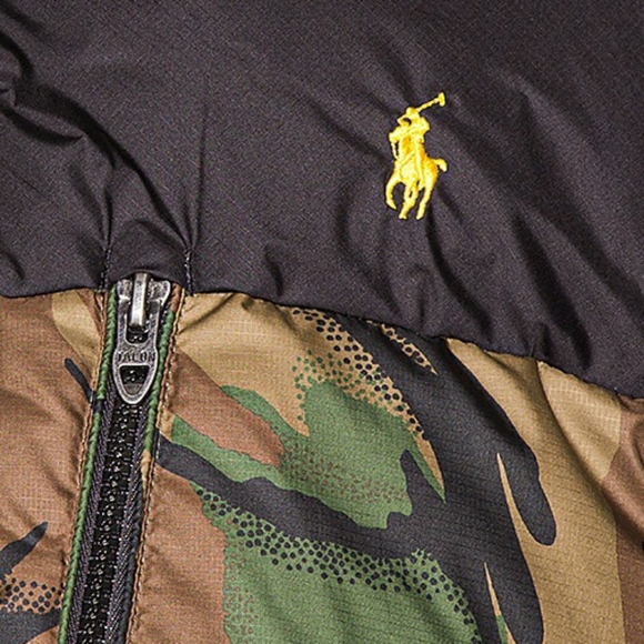 LARGE "Down"Jacket "RALPH LAUREN" BLK/CAMO/YLW - Picture 8 of 11